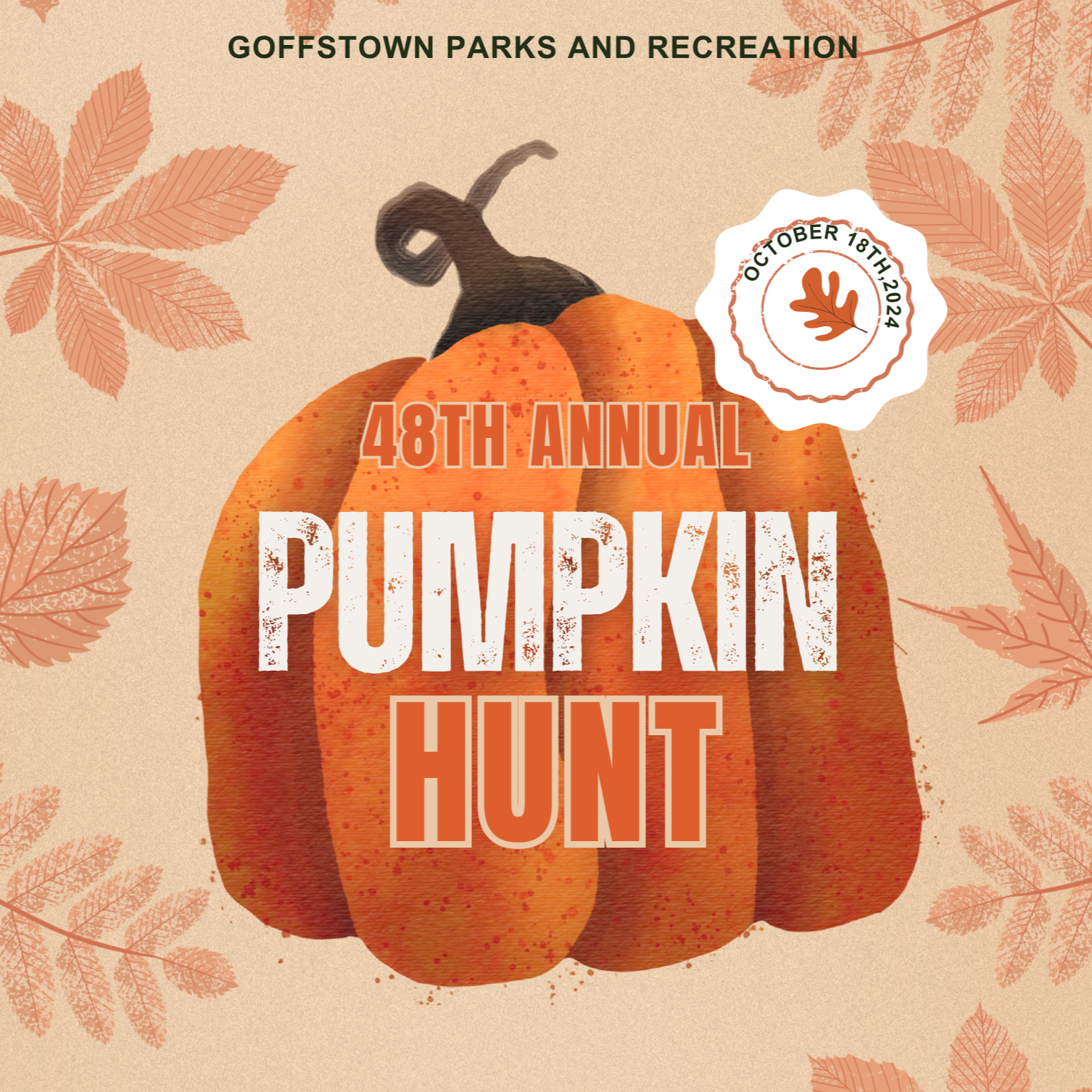 Cartoon Pumpkin with Leaves in Background