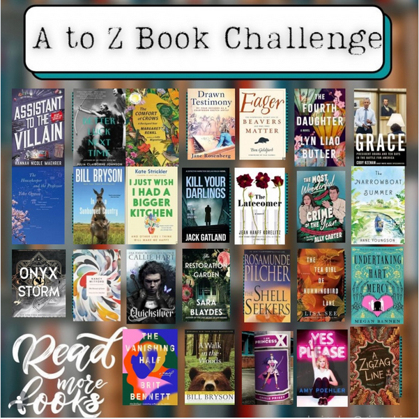 26 book covers that each begin with a letter of the alphabet for an A to Z collection.